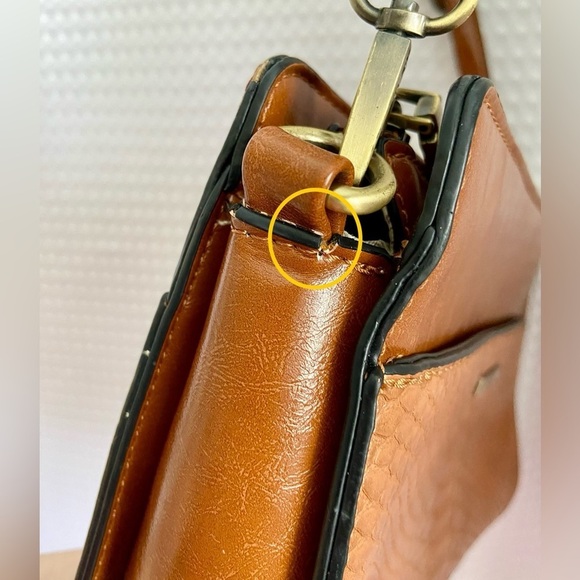 Women’s Simply Noelle Cognac faux leather crocodile pattern Crossbody Bag - Picture 12 of 16